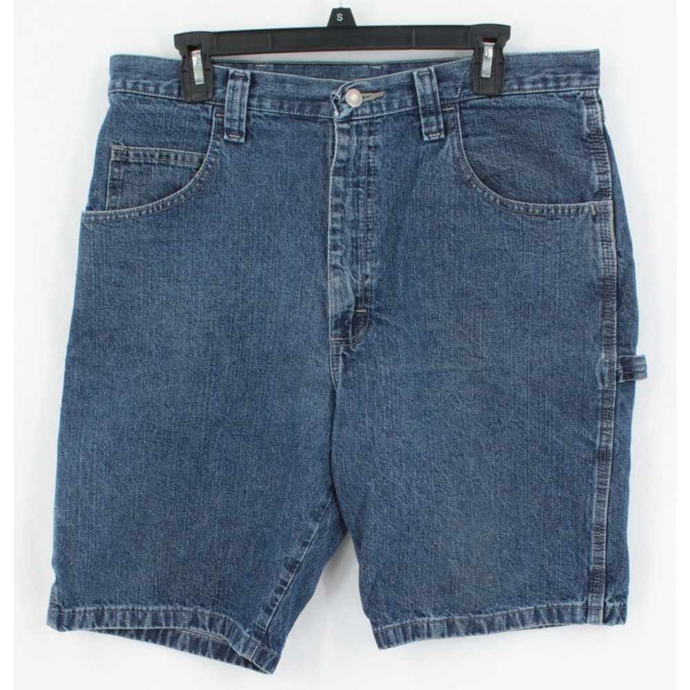 Vintage Wrangler Carpente Jean Shorts Men 34 Blue 10" Inseam Jorts Y2K Work Wear